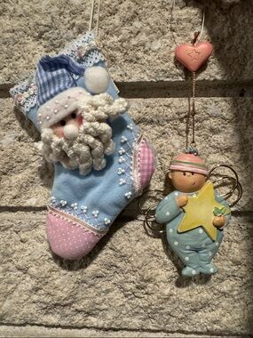 Baby Stocking and baby’s first Christmas Star Angel Ornament Set